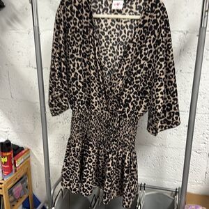 Buddy Love Leopard Print Dress - Size Medium - Low Cut (Button) - Waistband